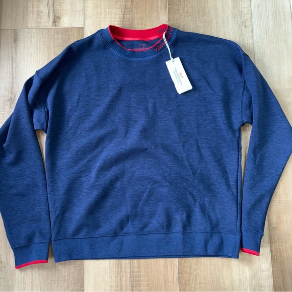 Navy Blue and Red Vineyard Vines Crewneck Sweatshirt - Picture 2 of 3
